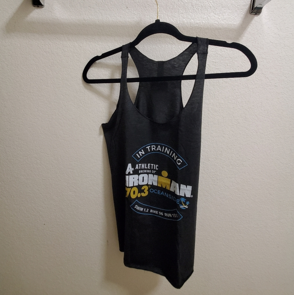 Ironman Oceanside 70.3 In Training Black tank top, size medium.